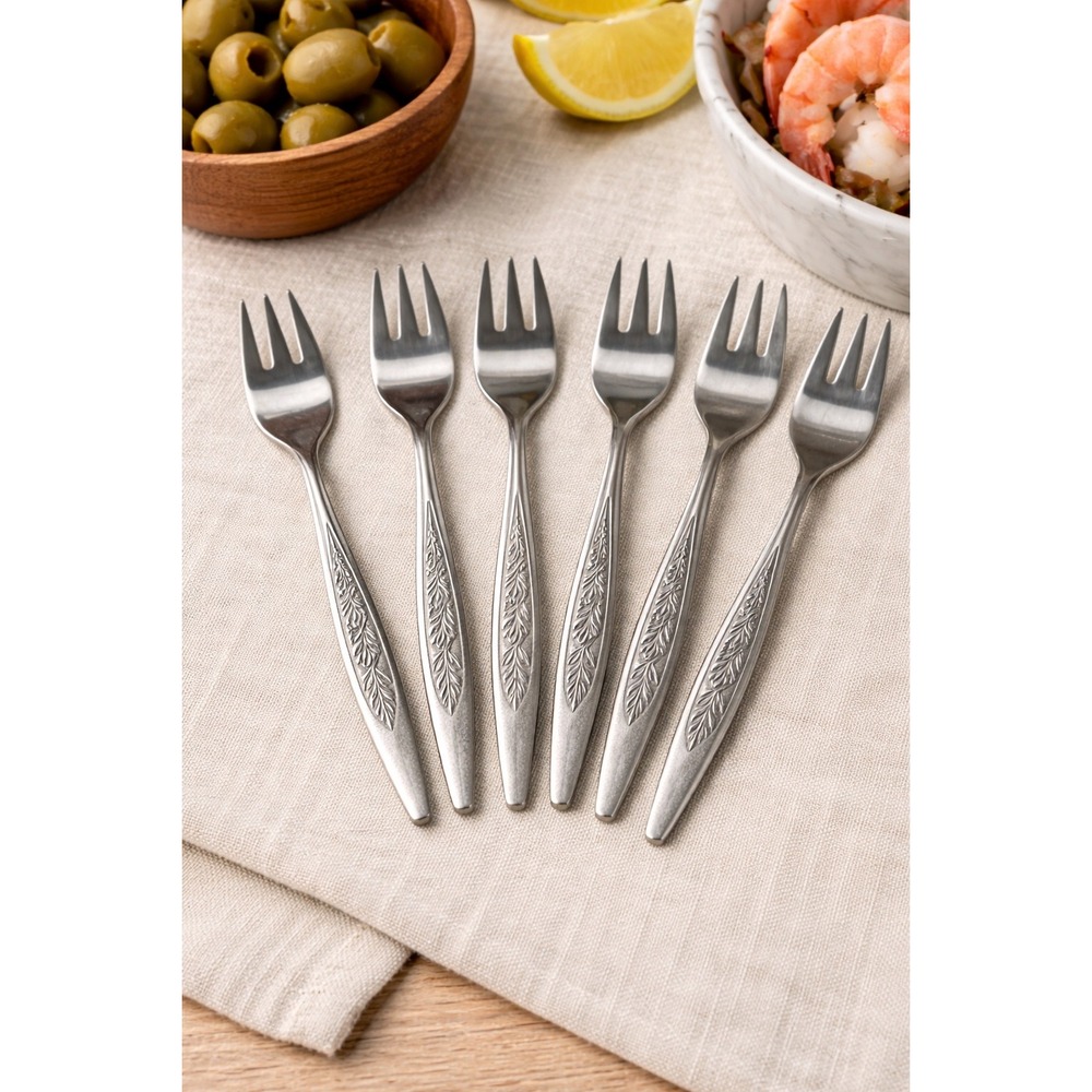 Vintage Stainless Steel Japan Cocktail Forks‎ Set 6 MCM Barware